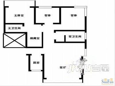 机械二村3室1厅2卫户型图