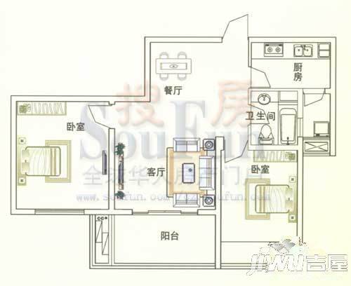 四季新城金典3室2厅1卫112.9㎡户型图