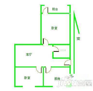 通济新村1室1厅1卫50㎡户型图