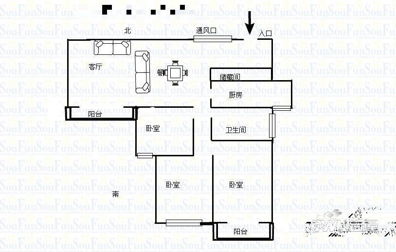 天安河滨花园4室2厅2卫户型图