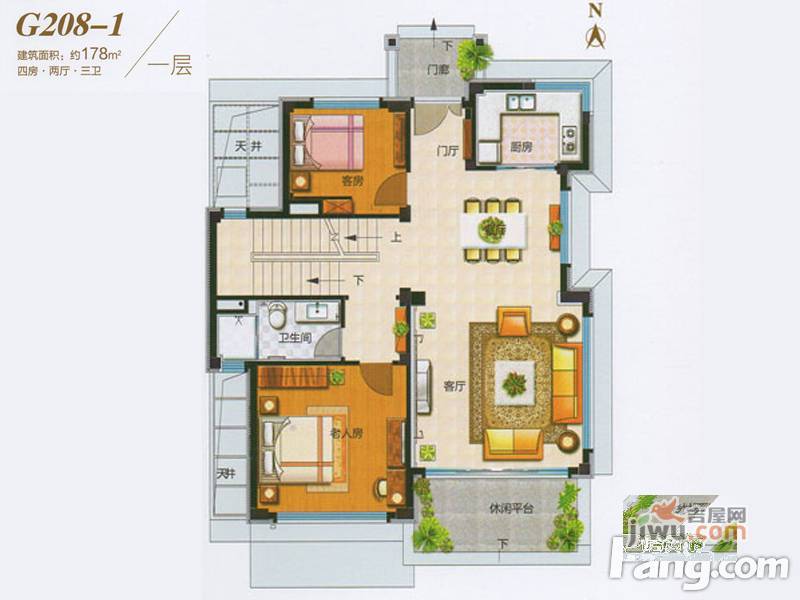 溧阳碧桂园3室2厅2卫122㎡户型图