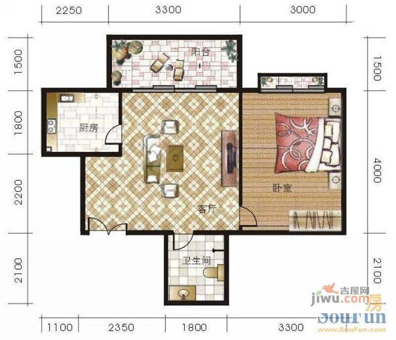 南山花园3室2厅2卫135.5㎡户型图