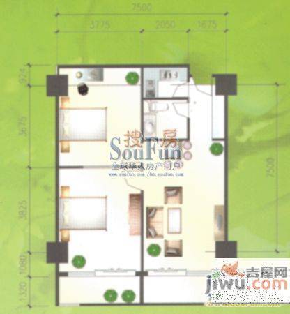 凤航大厦2室1厅1卫74.1㎡户型图