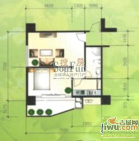 凤航大厦1室1厅1卫56.1㎡户型图