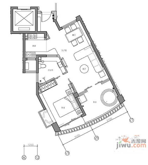 海楼云月2室2厅1卫户型图