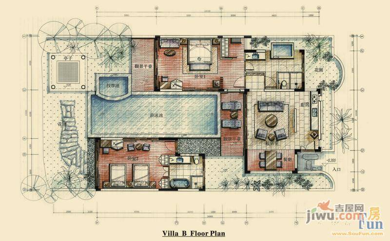 亚龙湾高尔夫别墅普通住宅136㎡户型图