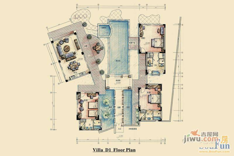 亚龙湾高尔夫别墅普通住宅198㎡户型图