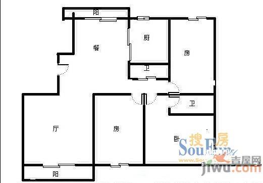 南方航空城3室2厅1卫户型图