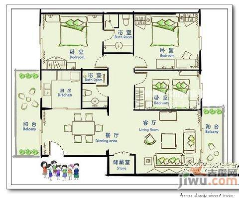 昌达海景花园2室1厅1卫户型图