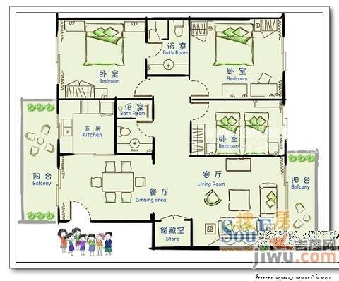 昌达海景花园2室1厅1卫户型图