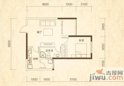 金色港湾2室2厅1卫户型图