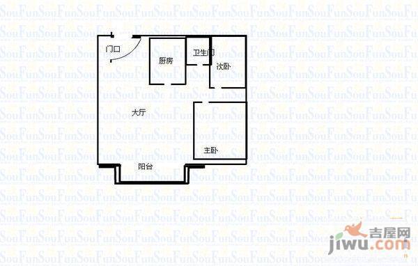 金海湾花园2室2厅1卫户型图