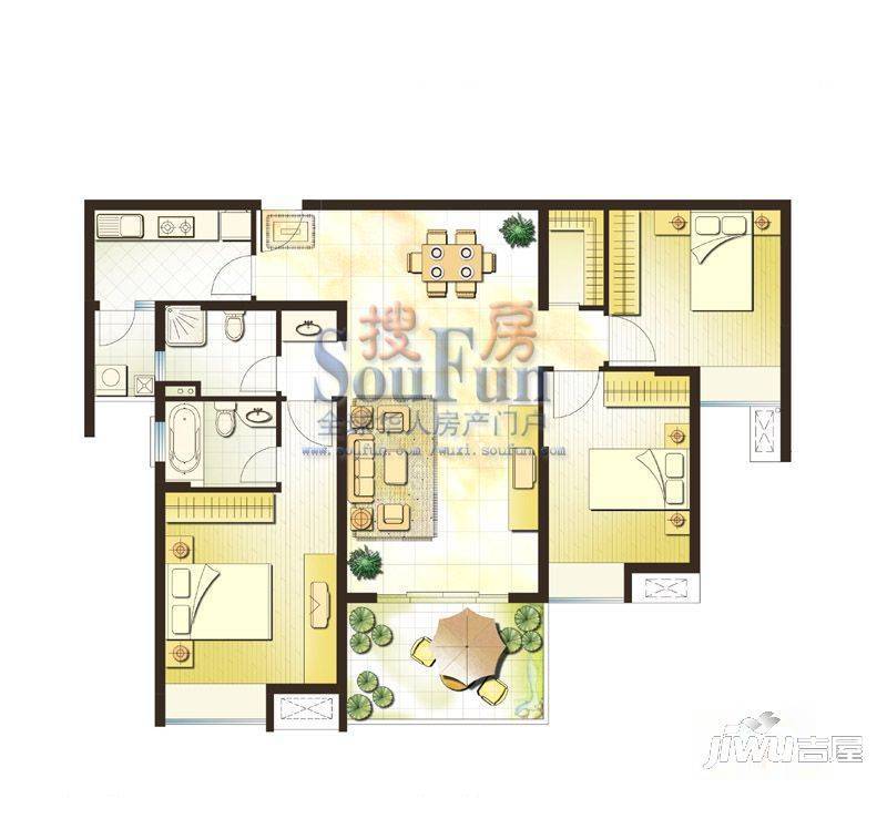 半山雅苑3室2厅1卫户型图