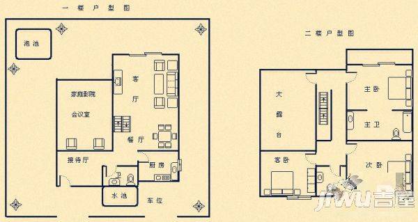 鲁能高尔夫一区别墅3室2厅1卫户型图