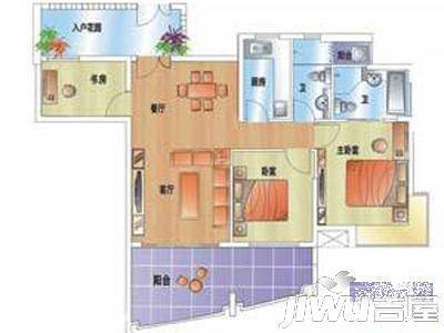 鸿洲香榭左岸2室2厅2卫95㎡户型图