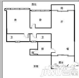 鸿洲香榭左岸2室2厅2卫95㎡户型图