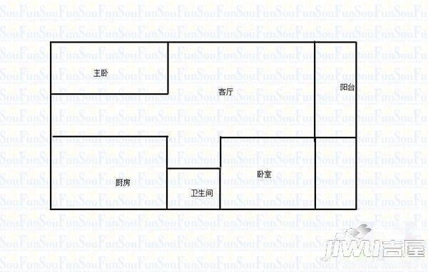 奇林生态花园小区1室2厅1卫62.4㎡户型图