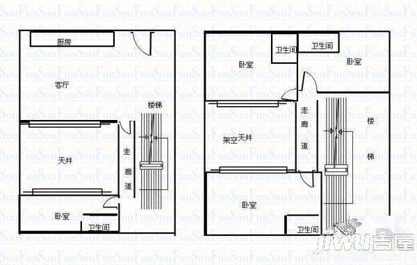 鲁能高尔夫一区别墅3室2厅1卫户型图