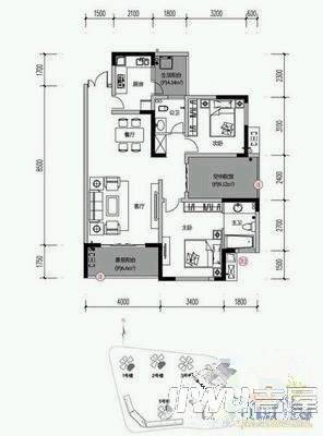 鲁能高尔夫一区别墅3室2厅1卫户型图