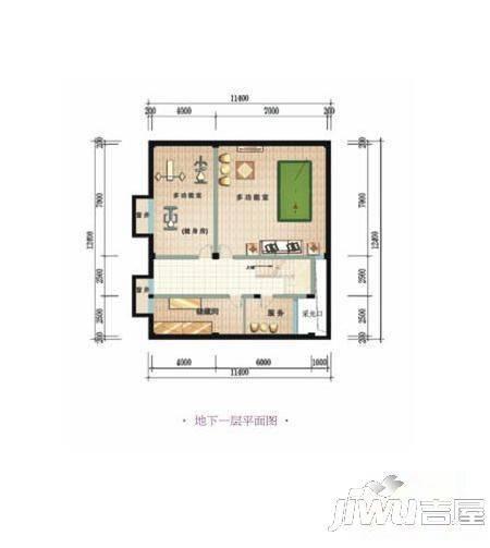 鲁能高尔夫一区别墅3室2厅1卫户型图