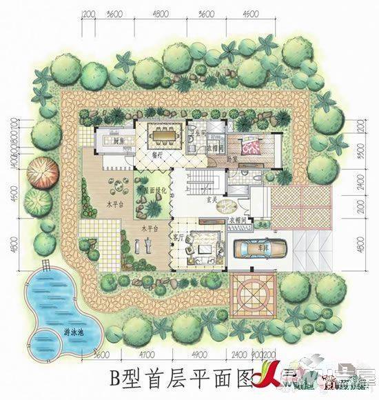 鲁能高尔夫一区别墅3室2厅1卫户型图