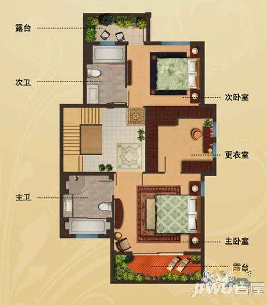 鲁能高尔夫一区别墅3室2厅1卫户型图