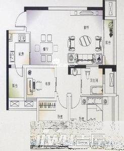 林荫河畔2室2厅1卫78㎡户型图