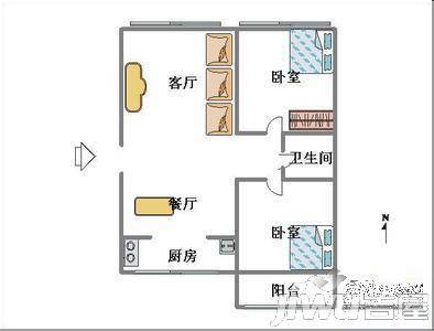 天长大厦2室2厅1卫户型图