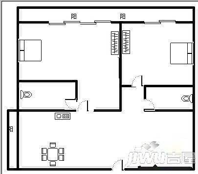 蓝色港湾2室2厅2卫100㎡户型图