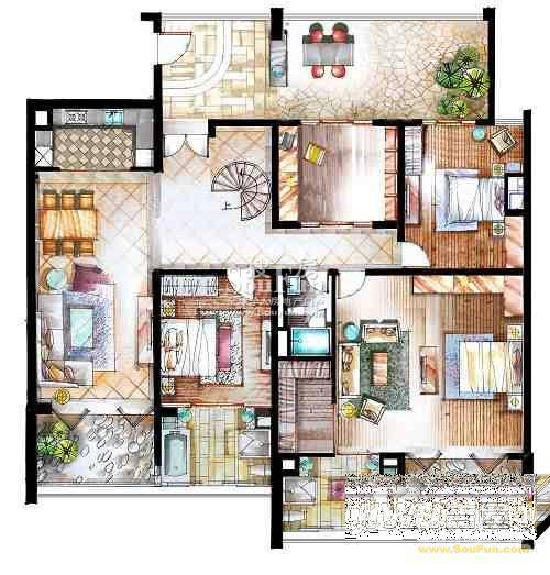 半山半岛六期3室2厅3卫户型图