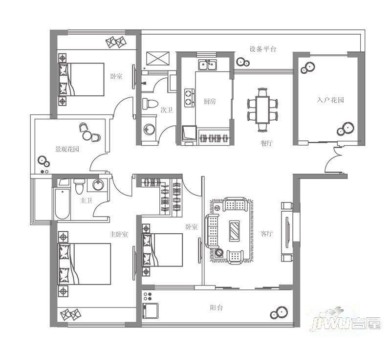 兰天花园3室2厅1卫户型图