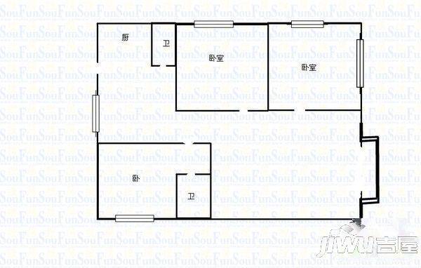 金鸡岭花园山庄2室2厅1卫户型图