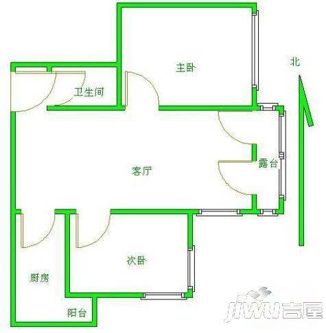 金鸡岭花园山庄2室2厅1卫户型图