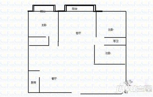 金鸡岭花园山庄2室2厅1卫户型图