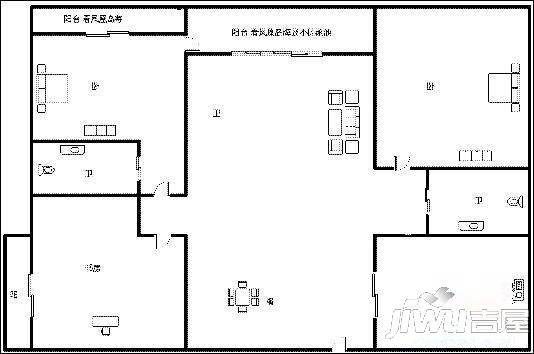 金凤凰海景公寓2室2厅1卫户型图