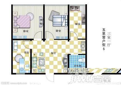 天长大厦2室2厅1卫户型图