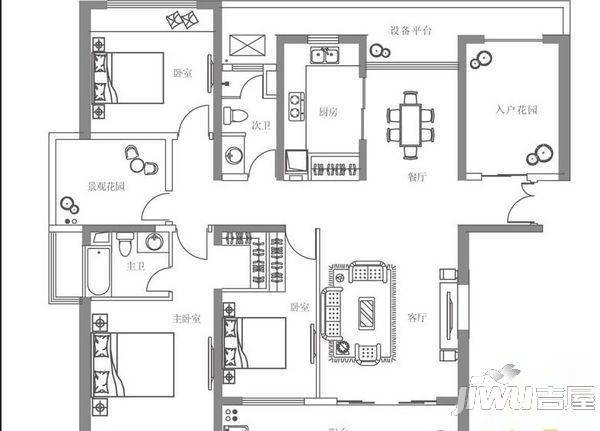 昌达雅华香榭3室2厅1卫户型图