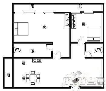 蓝色港湾2室2厅2卫100㎡户型图