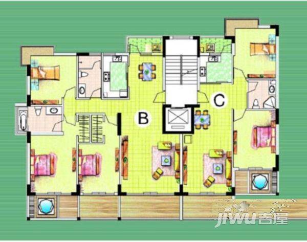 阳光棕榈湾独栋别墅4室2厅2卫户型图