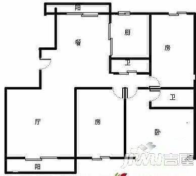 南方航空城3室2厅1卫户型图