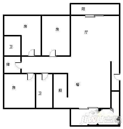 南方航空城3室2厅1卫户型图