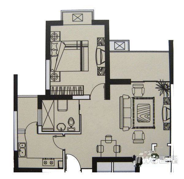 龙泰公寓2室1厅1卫户型图