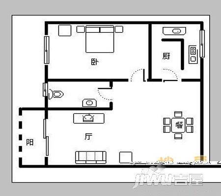 阳光名邸1室2厅1卫62㎡户型图