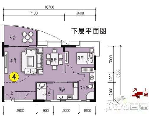 海韵假日休闲公寓2室2厅2卫86.5㎡户型图