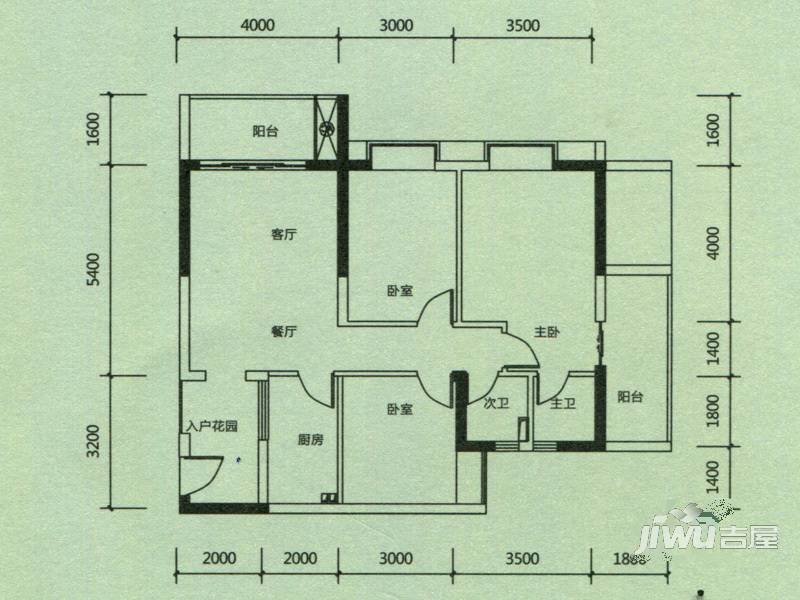 彩虹城3室2厅2卫111.8㎡户型图