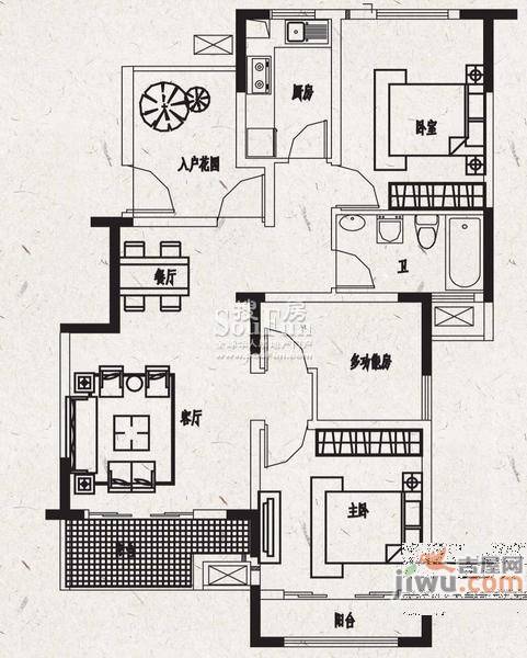 万通城3室2厅1卫99㎡户型图