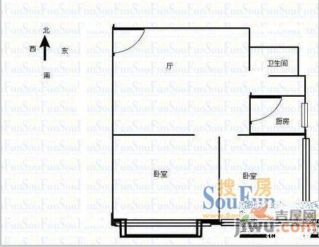 星月花园1室1厅1卫户型图