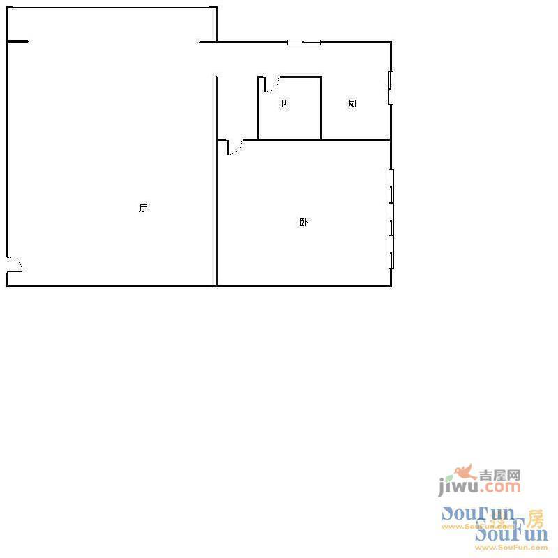 景河苑1室1厅1卫户型图