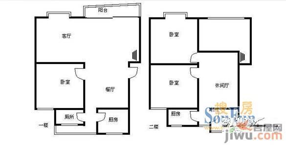 景河苑1室1厅1卫户型图