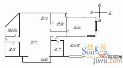 春天花园3室1厅2卫户型图